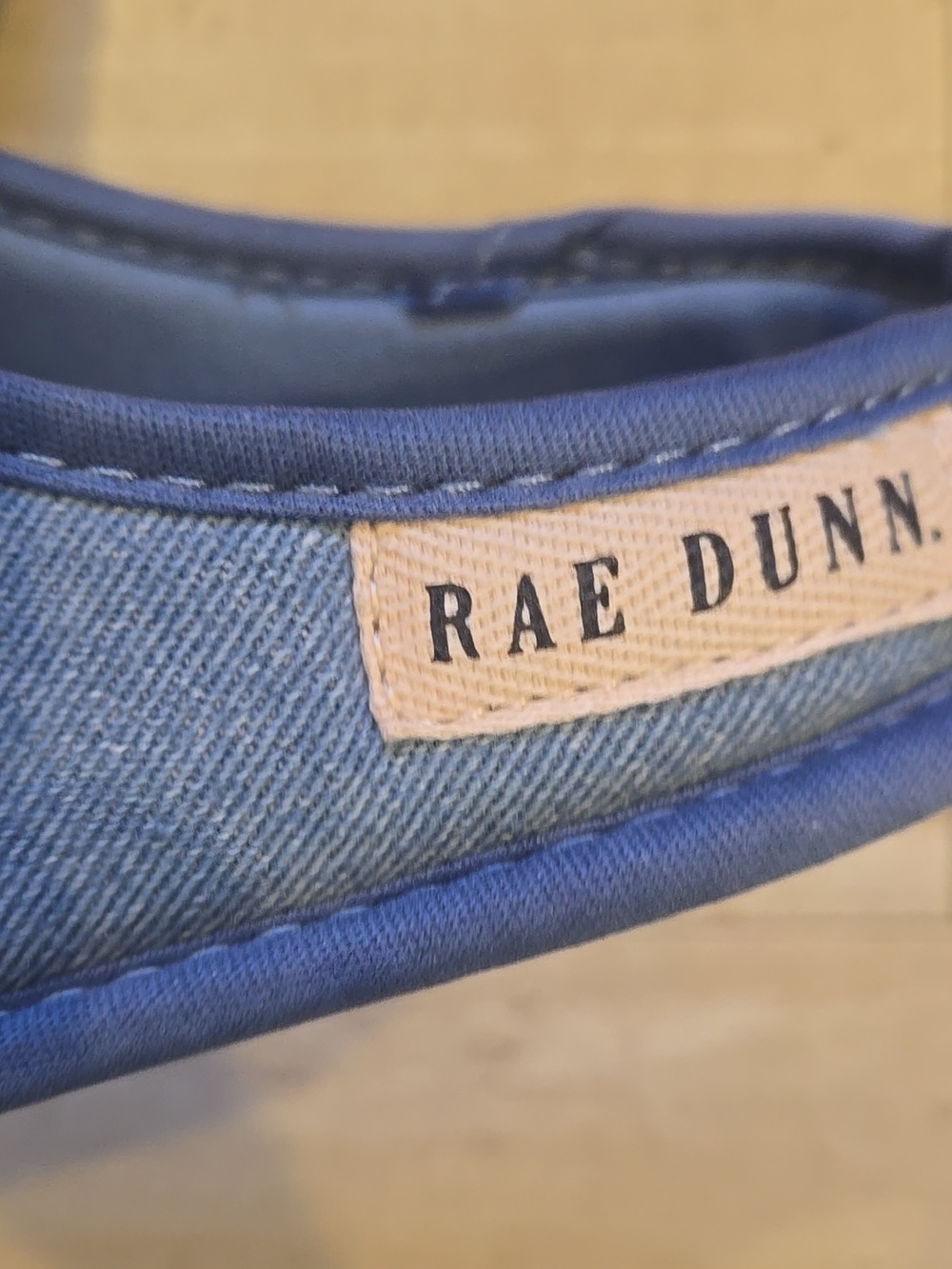 Rae Dunn "Rise and Shine" Denim Blue Slippers - Picture 4 of 11